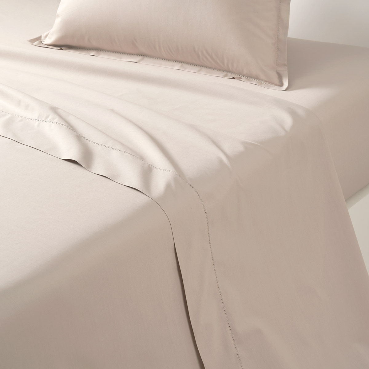 TDM - Drap plat en percale de coton beige, Percale Unie 80 Fils