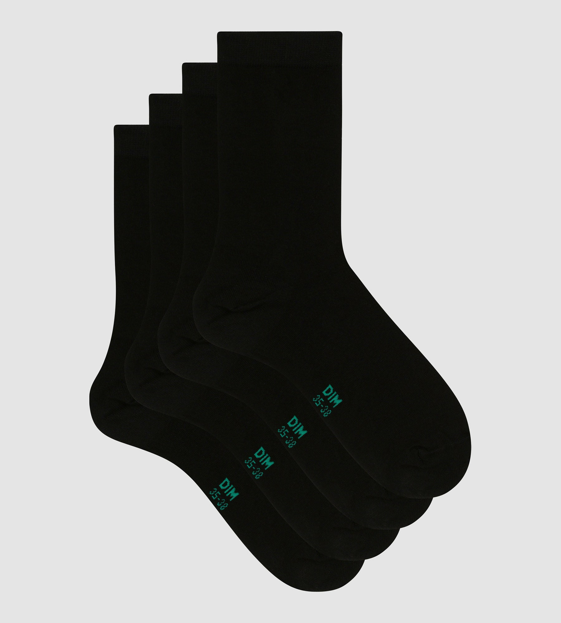 Lot de 2 paires de chaussettes femme en coton bio Noir Dim Good