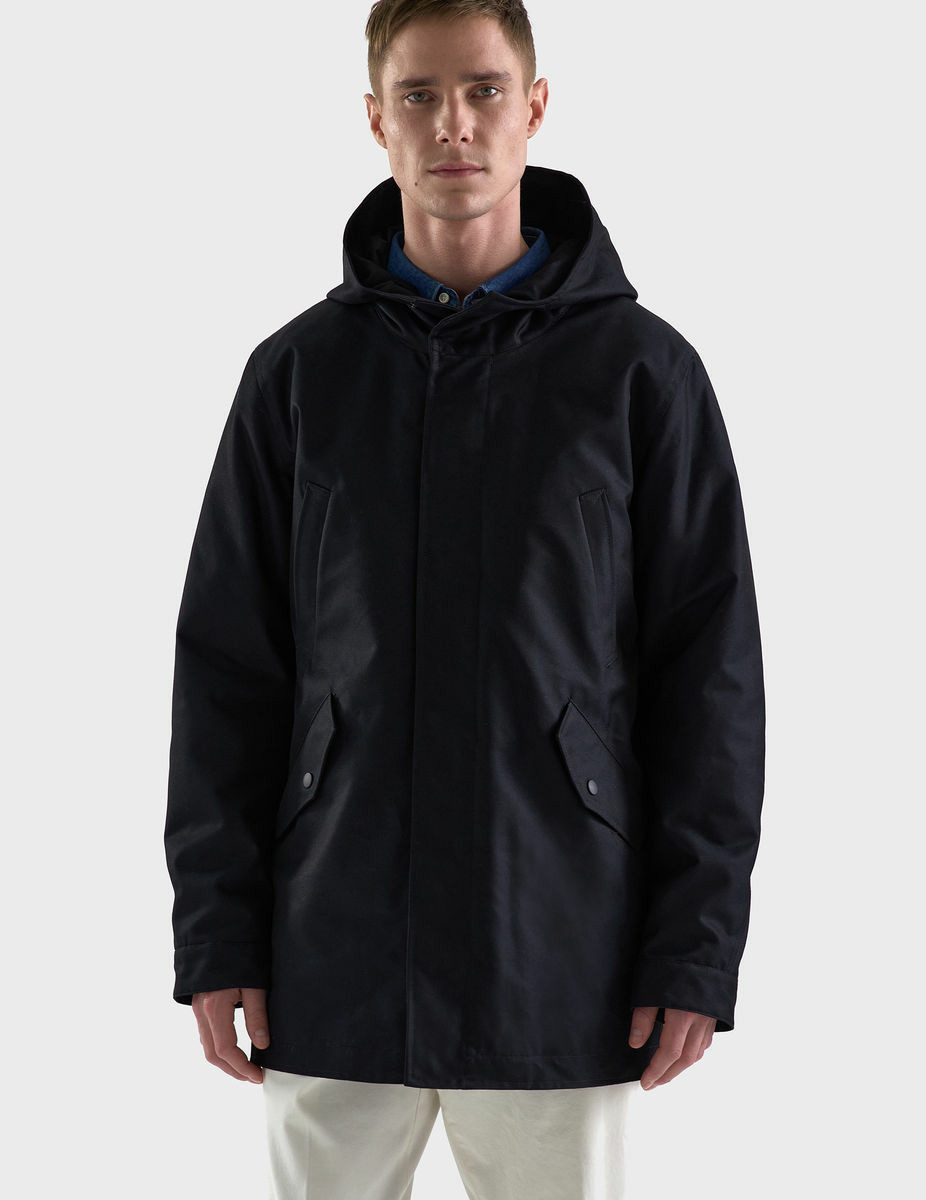 Parka Denis à capuche en twill marine