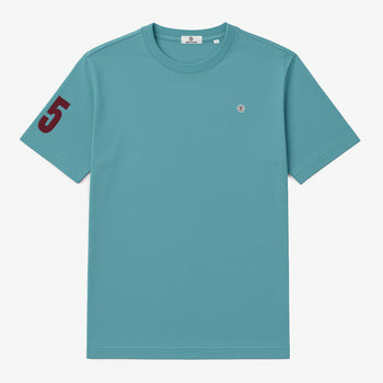 T-shirt manches courtes col rond en coton avec imprimé 15 bleu glacier