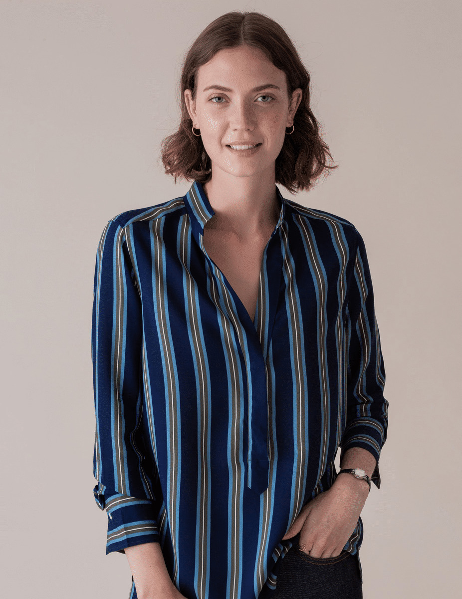 Blouse Sandra en viscose rayée marine