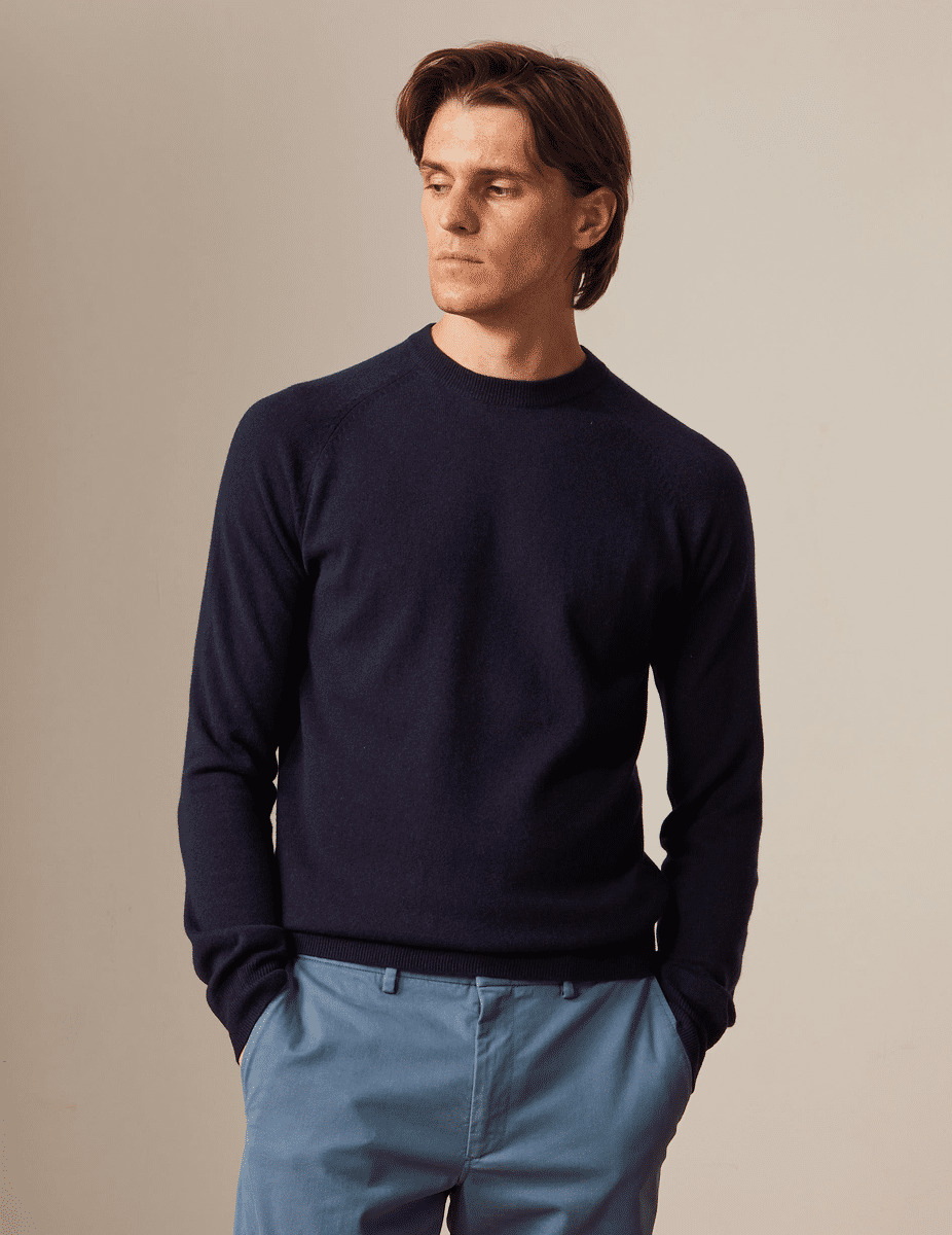 Pull emile en laine et cachemire marine