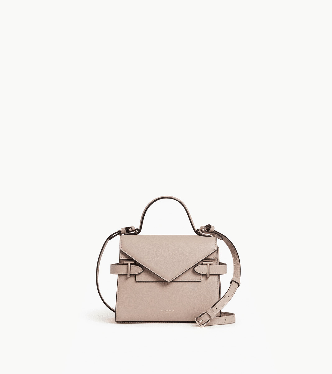 Petit sac à main double rabat Emilie en cuir grainé