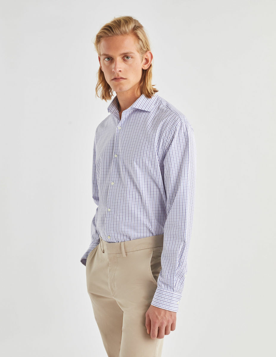 Chemise Contemporaine à carreaux bleus