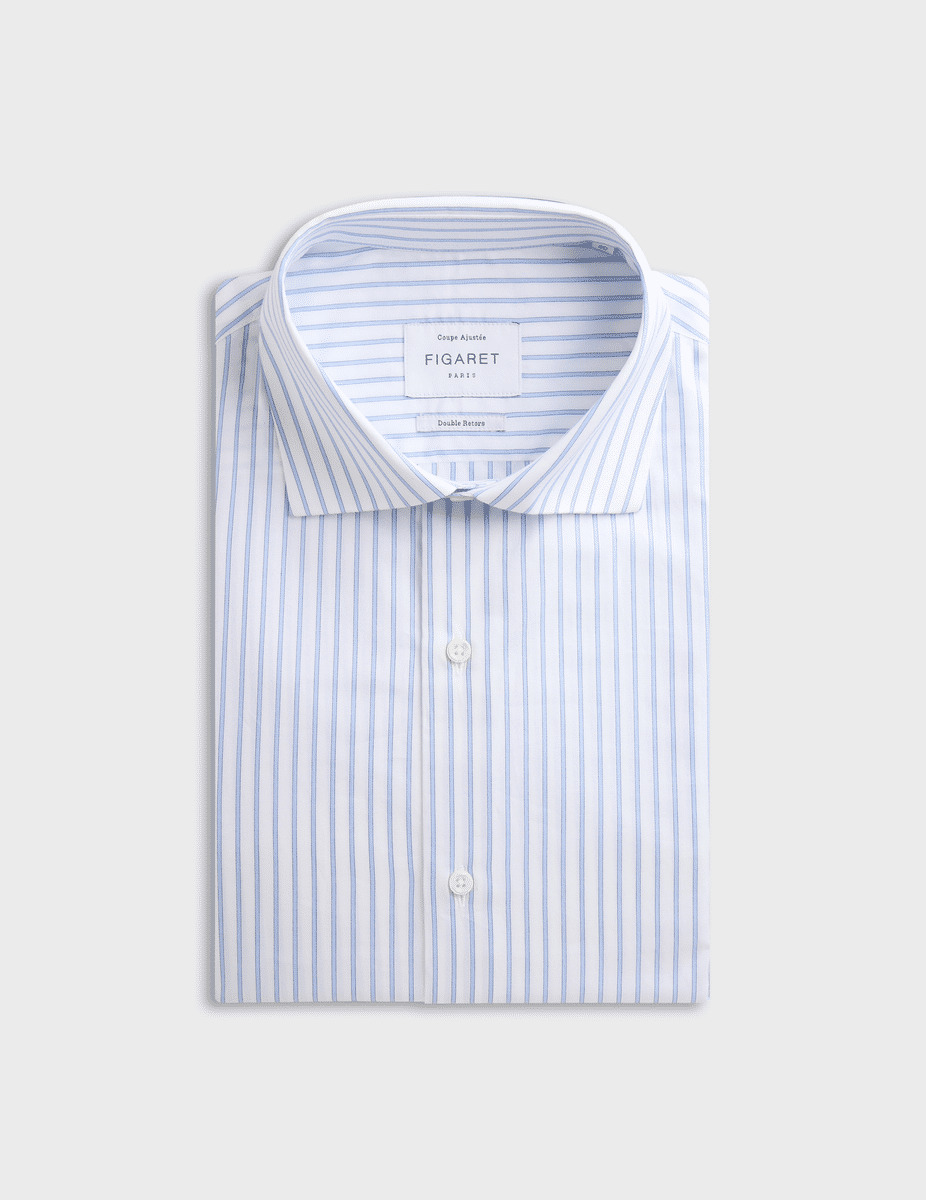 Chemise ajustée rayée bleu clair