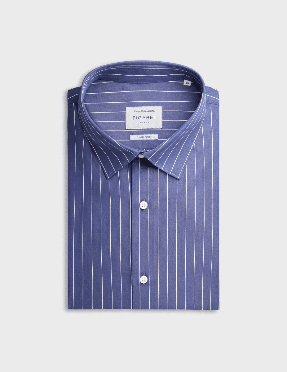 Chemise semi-ajustée rayée marine