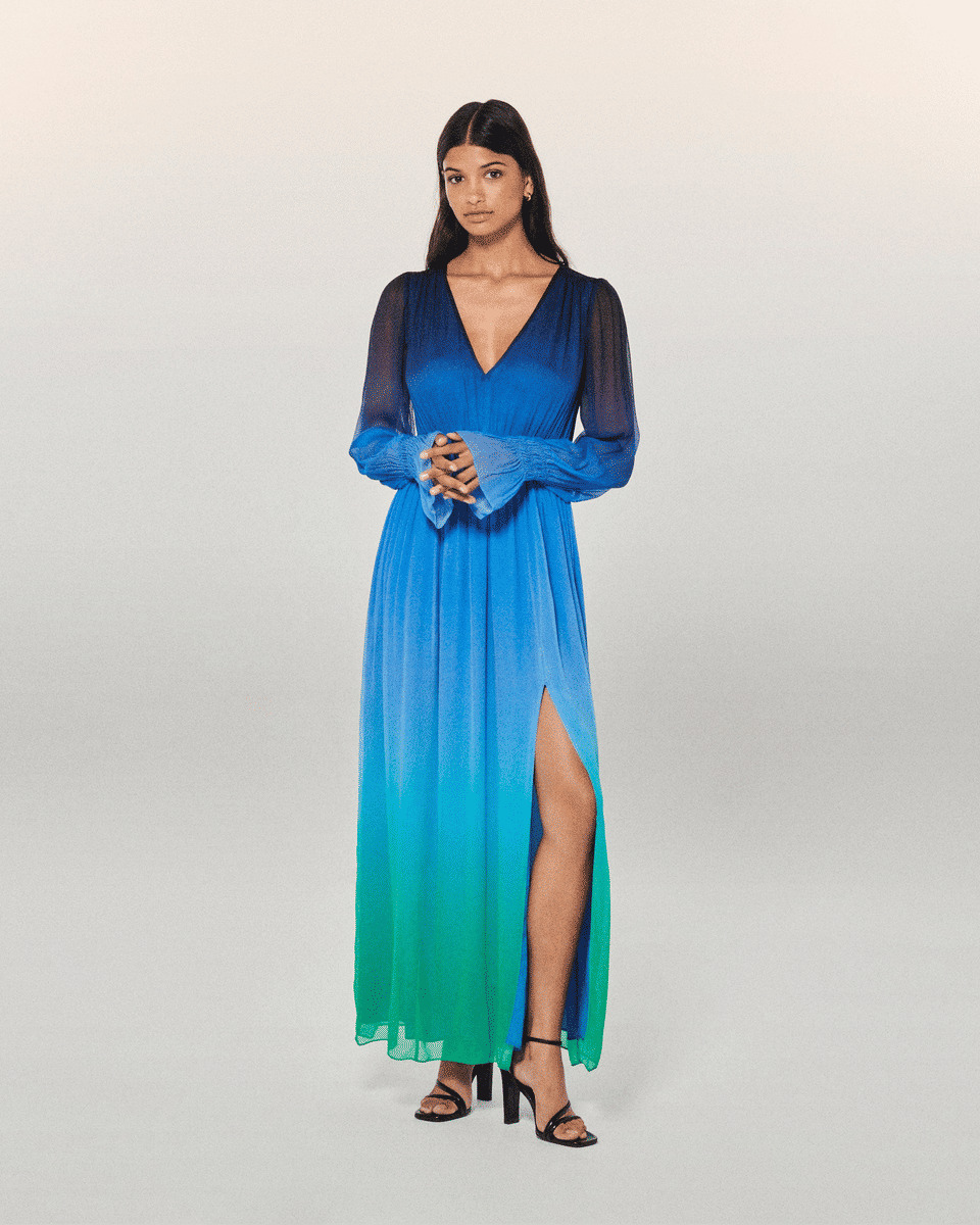 Robe Longue Manche Longue Mousseline