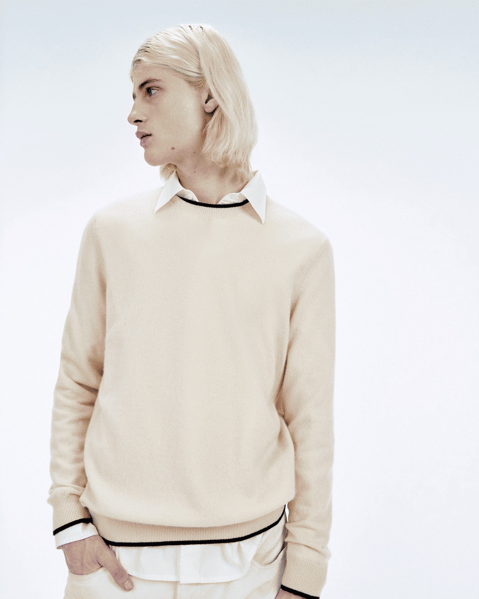Pull Col Rond Bord Contraste
