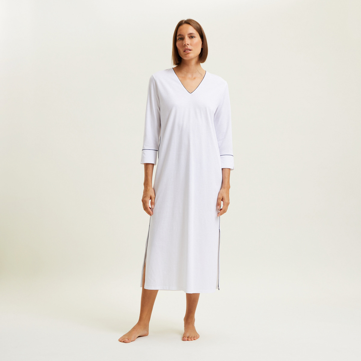 Laurence Tavernier - Chemise de nuit longue col v en jersey, Anafi