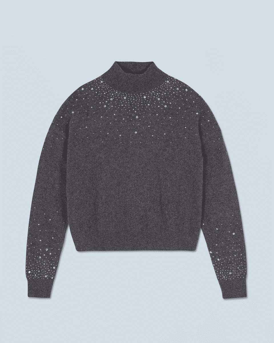Pull Col Montant Strass Léger
