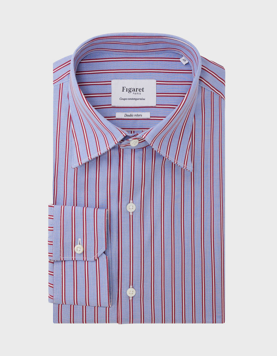Chemise Contemporaine rayée bleue et bordeaux