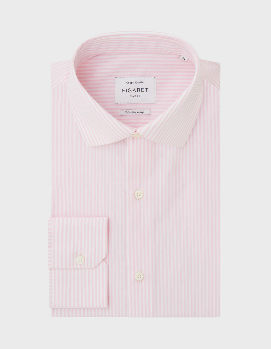 Chemise Ajustée Infroissable rayée rose