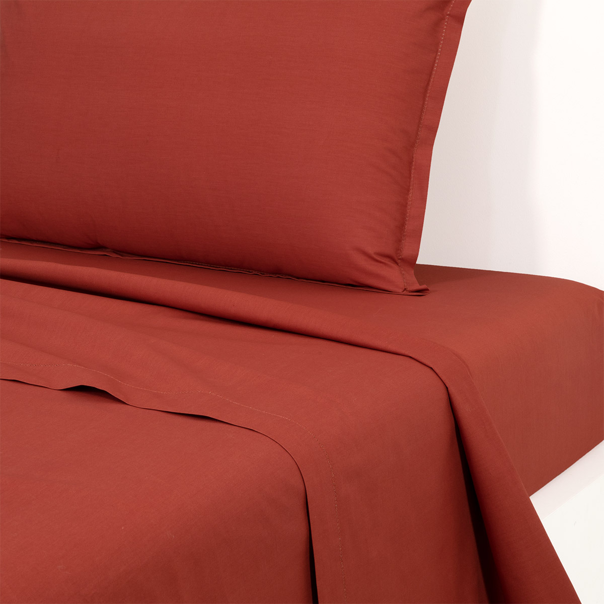 Desforges - Drap plat en percale de coton bleu, Alcove