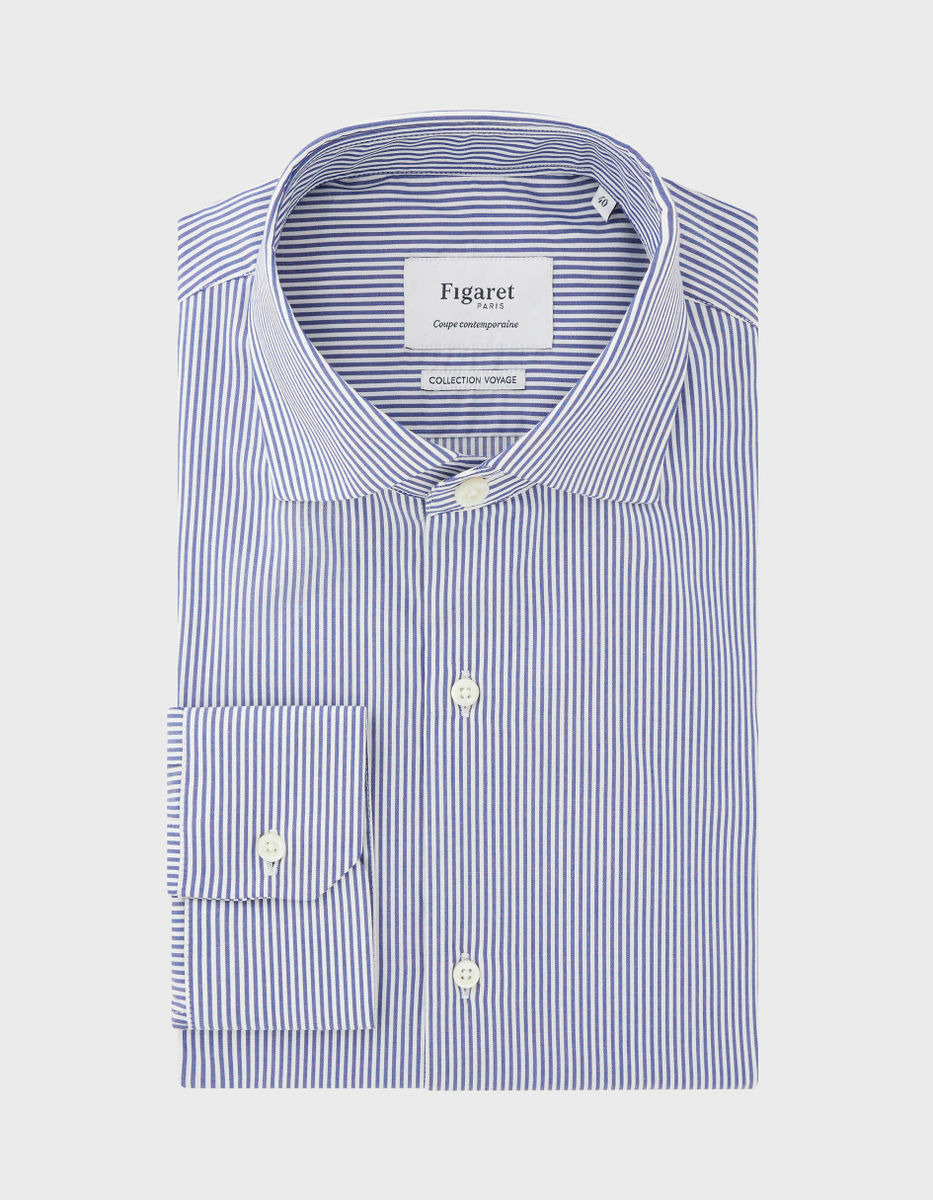 Chemise Contemporaine Infroissable rayée marine