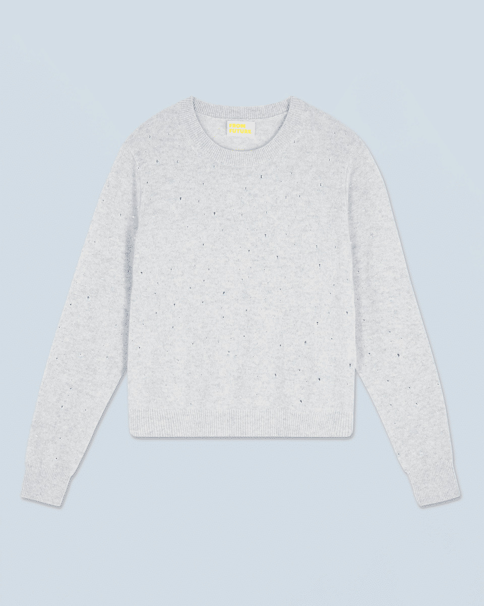 Pull Col Rond Strass Allover Léger