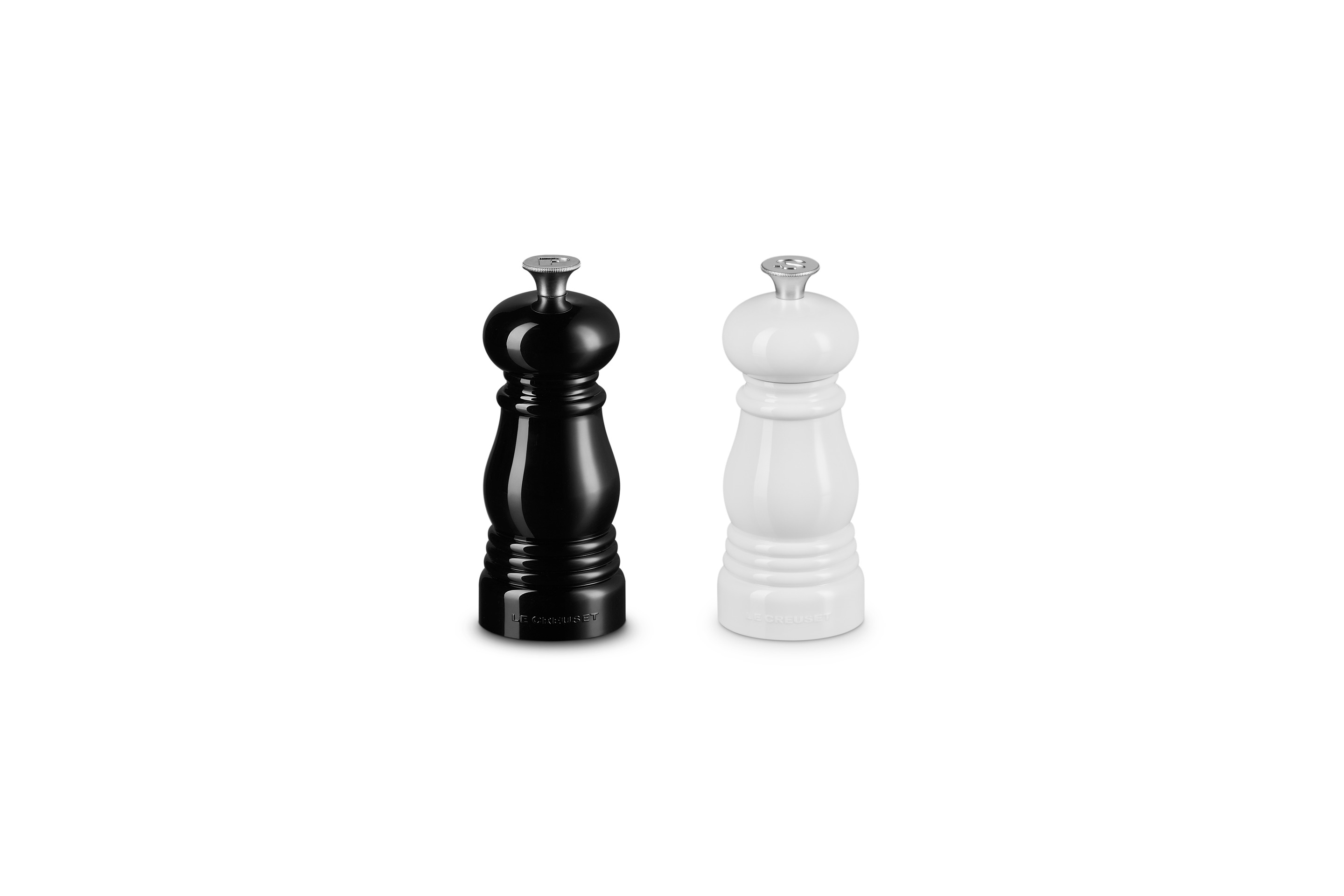 Set de 2 mini moulins à poivre et à sel 11cm noir et blanc