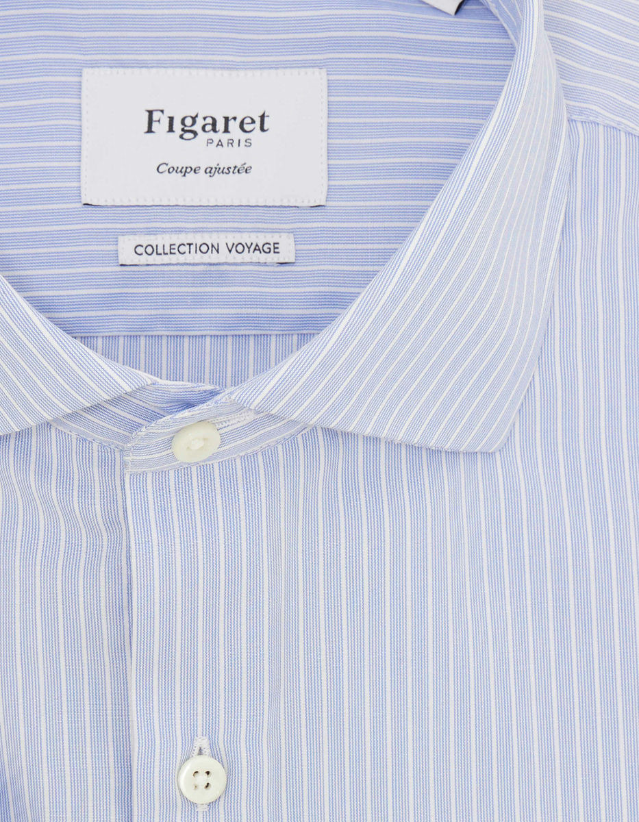 Chemise Ajustée Infroissable rayée bleue