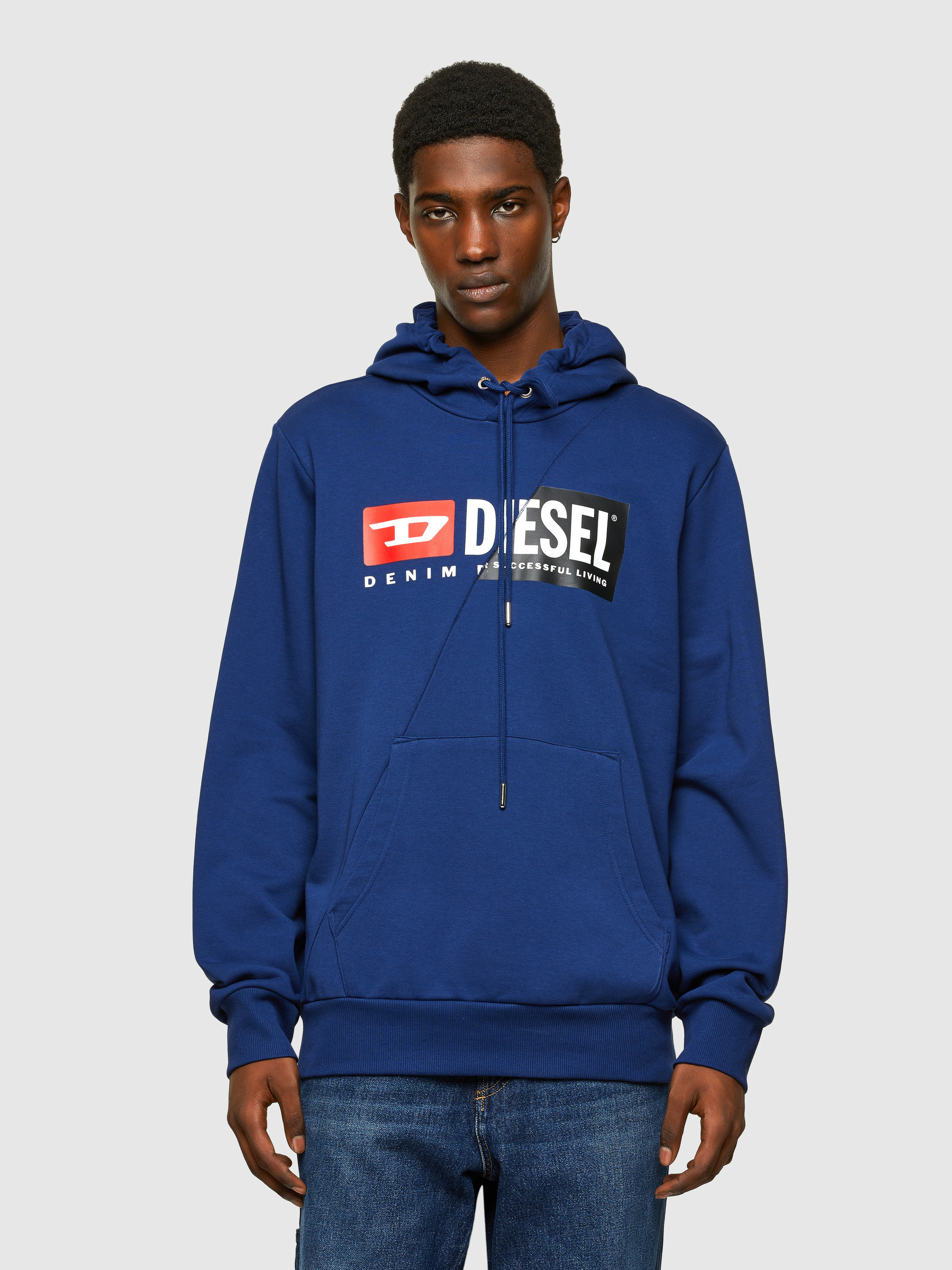 Sweat-shirt à capuche en coton avec logo divisé