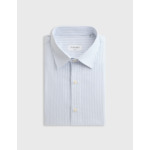 Chemise augsute col français en oxford rayé bleu