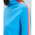 Pull Col Montant Bandes Manches Multicolores Léger