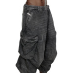 Short long en denim avec poches cargo