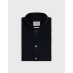 Chemise carl col droit ouvert en velours uni marine