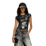 T-shirt métallisé avec cut-out à logo