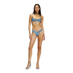 Soutien-gorge balconnet en microfibre et dentelle effet camouflage