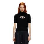 Pull à manches courtes avec logo effet découpé