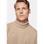 Pull Col Roulé Sable Mélange De Points En Laine Mérinos