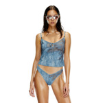 Caraco de nuit en microfibre et dentelle effet camouflage