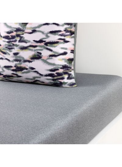 Kenzo - Drap housse en satin gris, K Ikat