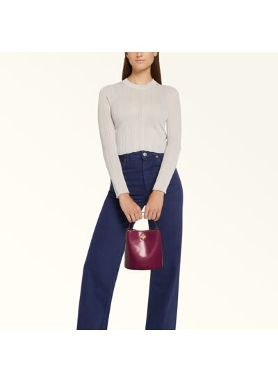 DANAE MINI BUCKET BAG - TESSUTO CANVAS+VITELLO SIDNEY