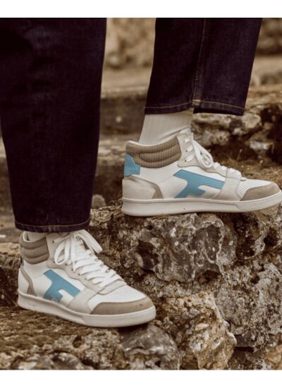 Baskets blanches & marron clair