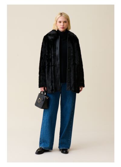 Manteau fausse fourrure noir