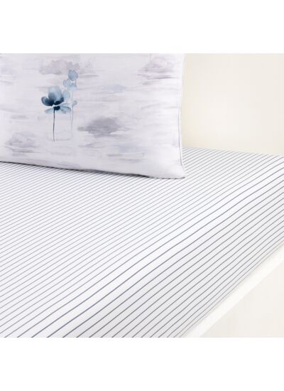 Lacoste - Drap housse en satin de coton lavé gris, L Shadow