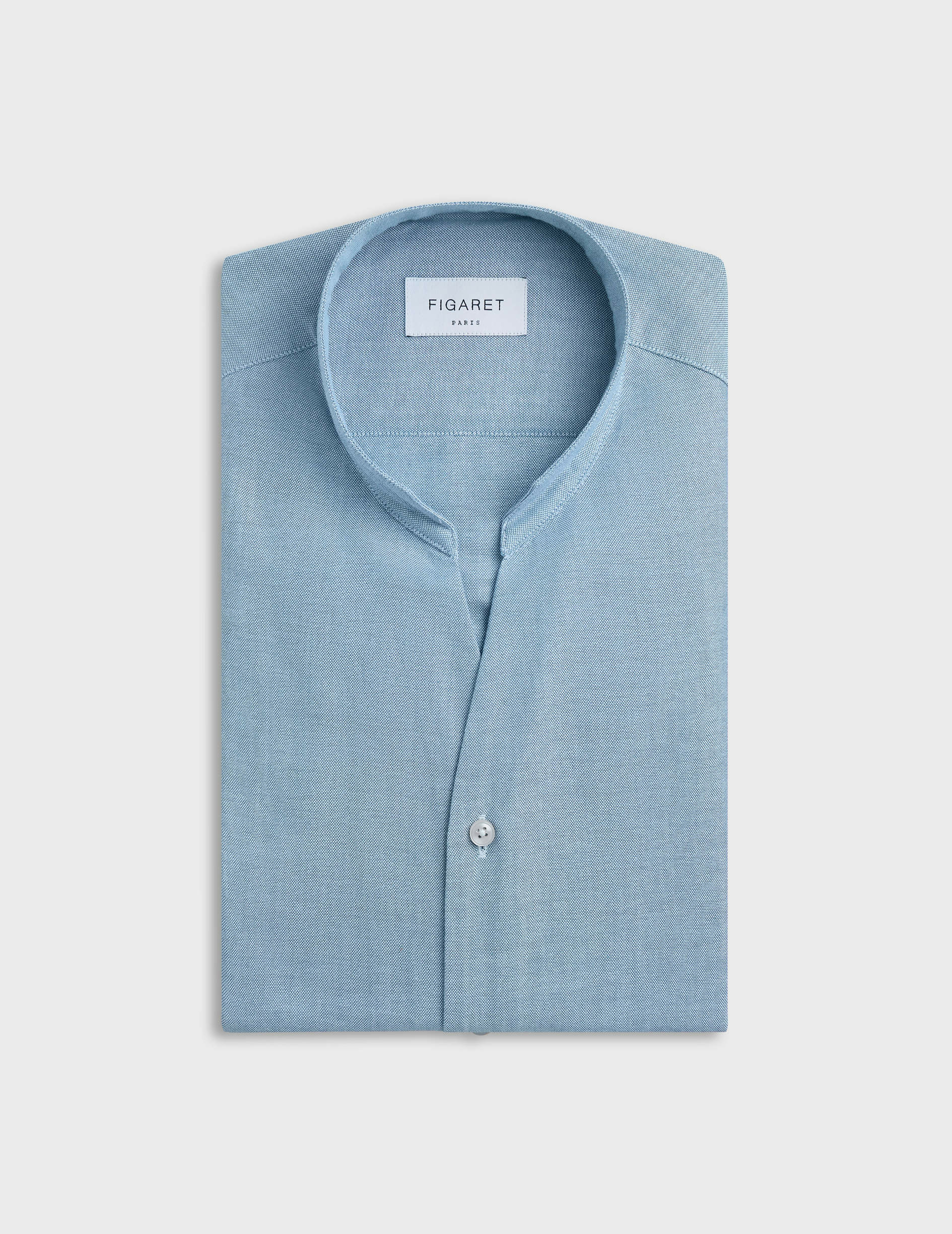 Chemise carl col droit ouvert en chambray bleu clair