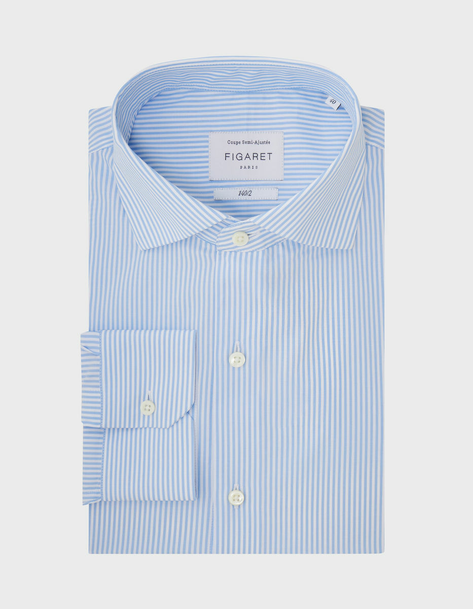 Chemise Semi-ajustée Prestige rayée bleue