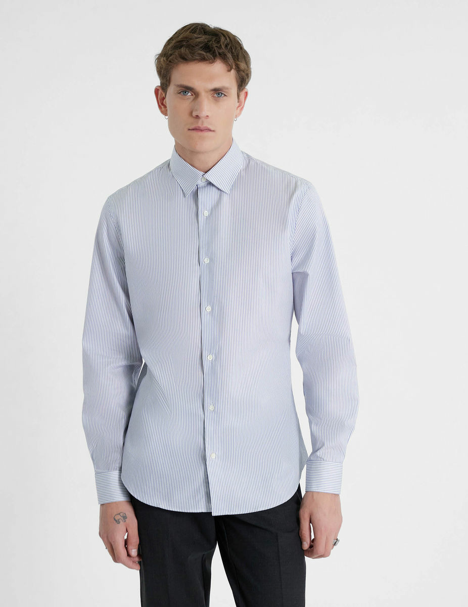 Chemise Ajustée Infroissable rayée marine