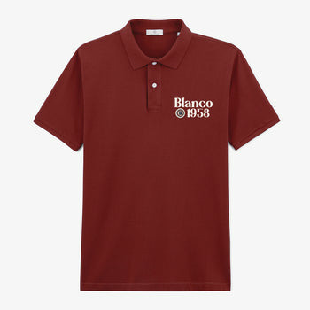 Polo piqué manches courtes en coton Blanco 1958 rouge merlot