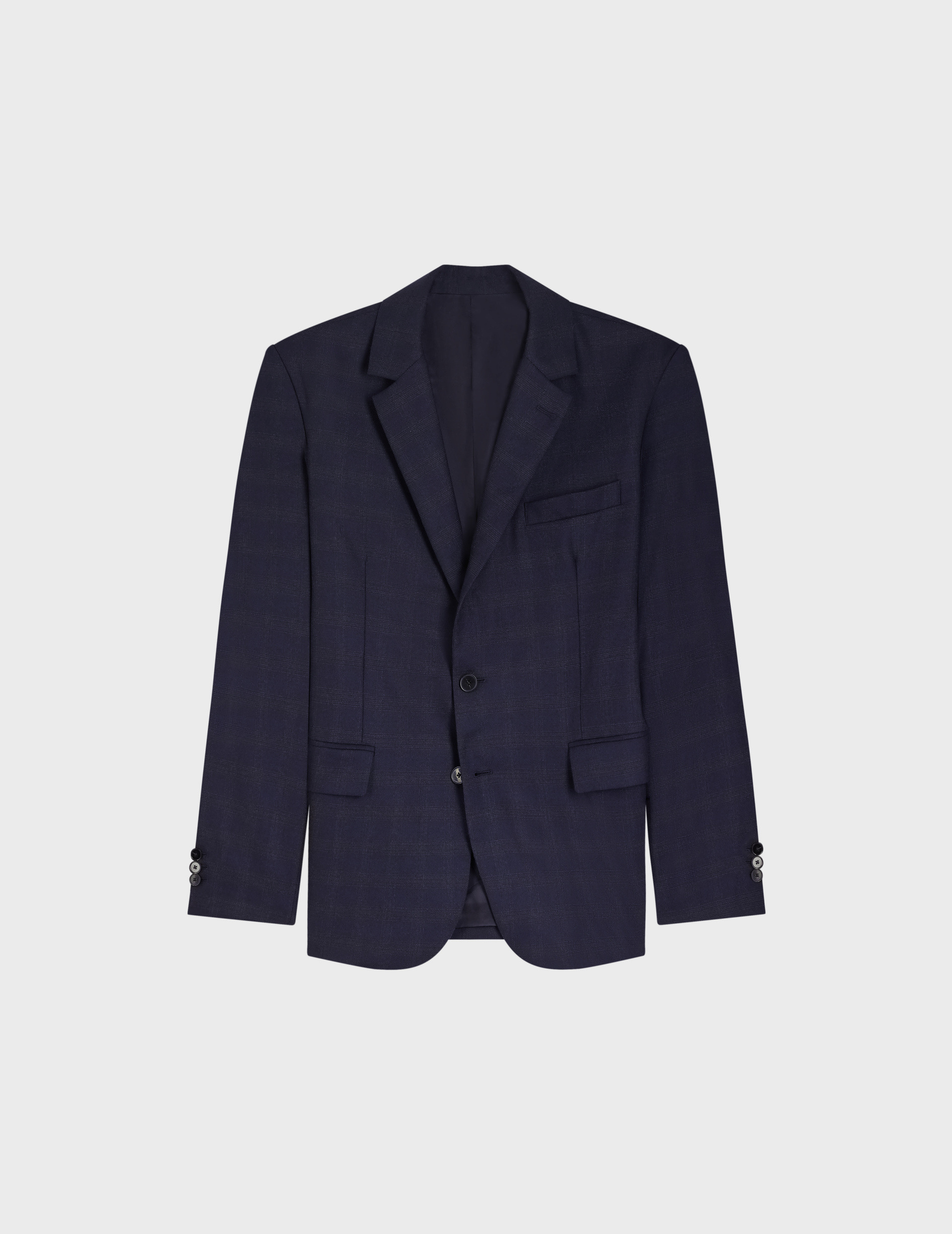 Veste de costume gordon en toile de laine vierge à carreaux marine