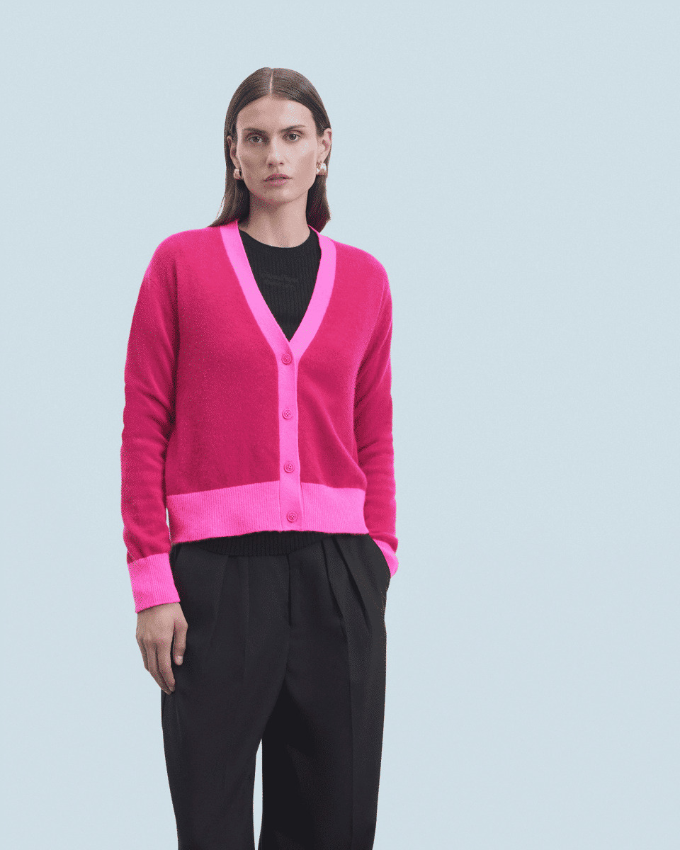 Pull Cardigan Bicolore Léger