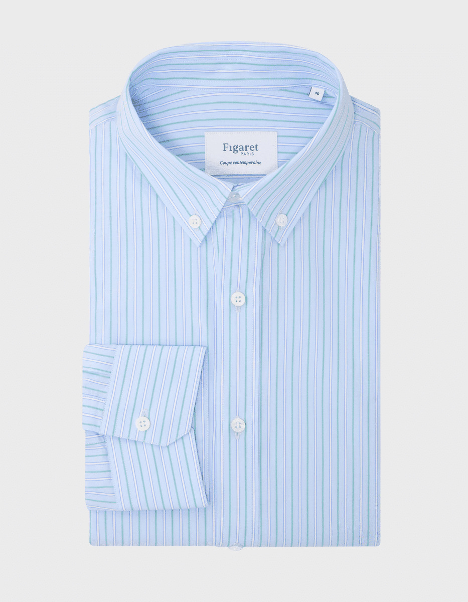 Chemise Semi-ajustée bleue rayée