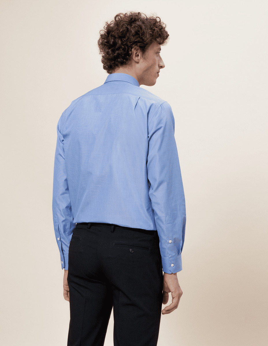 Chemise Classique en fil-à-fil uni bleu