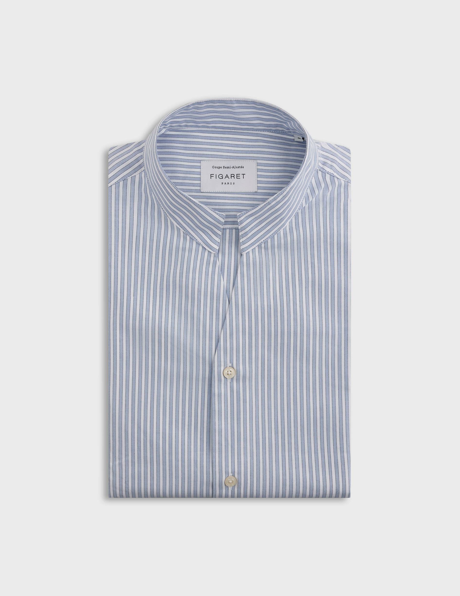 Chemise carl col droit ouvert en oxford rayé bleu