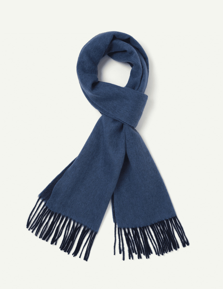 ECHARPE BI-COLORE FRANGES BLEU