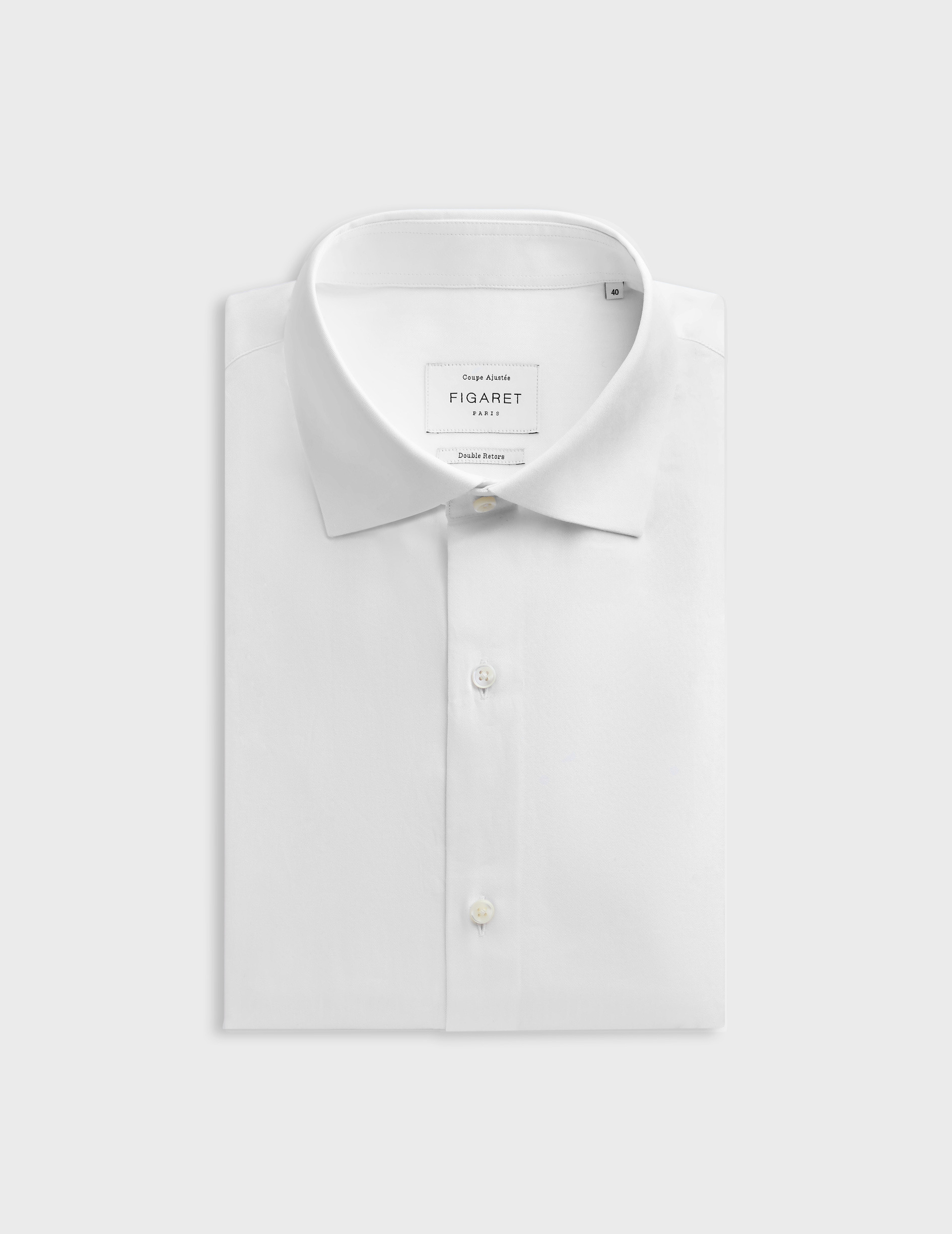 Chemise col italien en chevron uni blanc