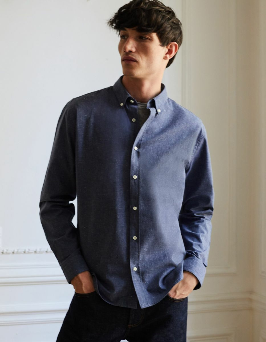 Chemise Gaston Contemporaine en coton recyclé marine