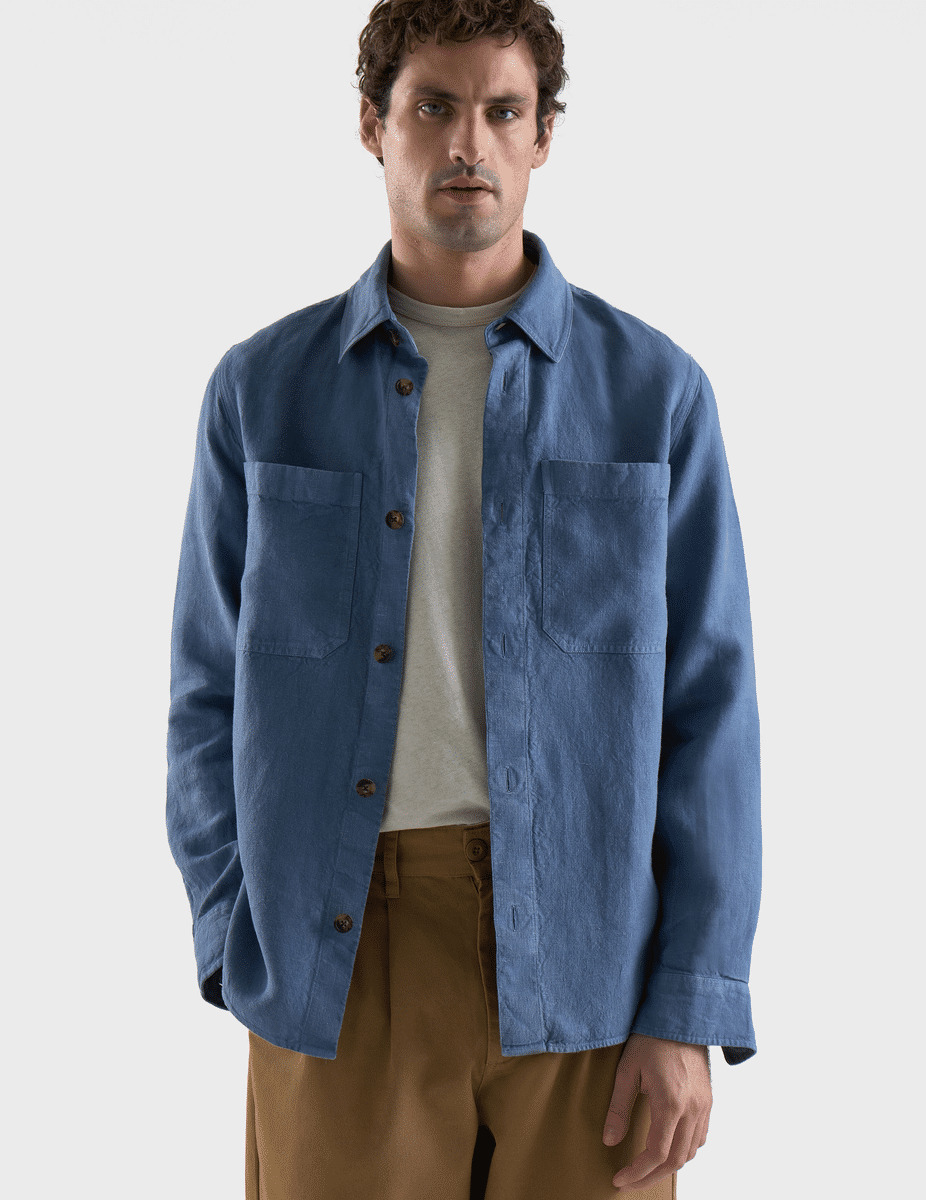 Surchemise Cameron en lin bleu