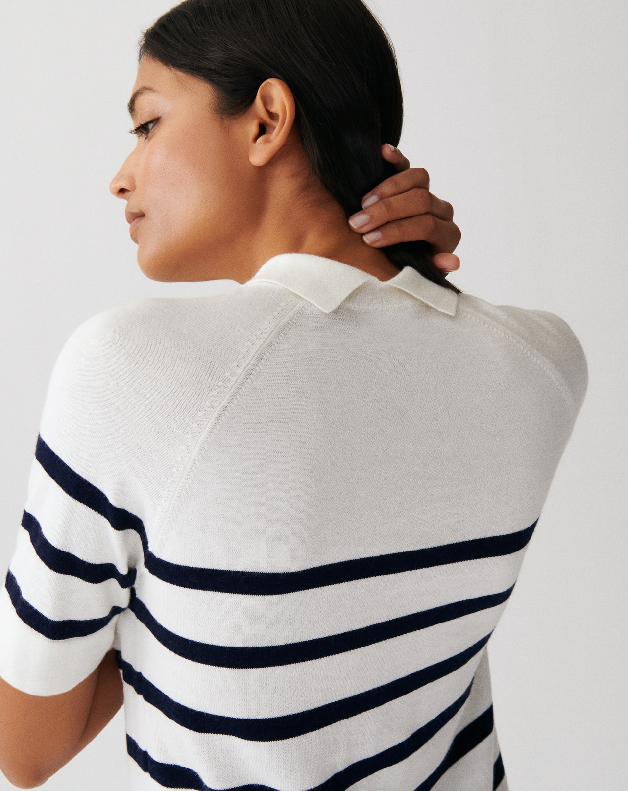 Polo marinière ultrafin - Femme - NATUREL/MARINE